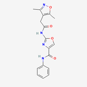 B2785138 2-(2-(3,5-dimethylisoxazol-4-yl)acetamido)-N-phenyloxazole-4-carboxamide CAS No. 1796970-14-3