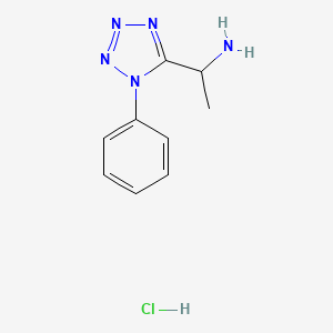 molecular formula C9H12ClN5 B2785148 1-(1-苯基四氮唑-5-基)乙胺；盐酸盐 CAS No. 2287334-62-5