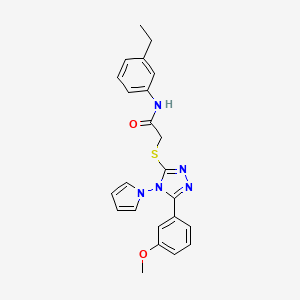 molecular formula C23H23N5O2S B2785149 N-(3-乙基苯基)-2-{[5-(3-甲氧基苯基)-4-(1H-吡咯-1-基)-4H-1,2,4-三唑-3-基]硫基}乙酰胺 CAS No. 896317-96-7