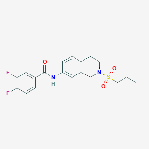 molecular formula C19H20F2N2O3S B2785161 3,4-difluoro-N-(2-(propylsulfonyl)-1,2,3,4-tetrahydroisoquinolin-7-yl)benzamide CAS No. 954663-52-6