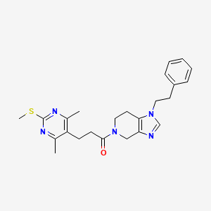 molecular formula C24H29N5OS B2785163 3-[4,6-dimethyl-2-(methylsulfanyl)pyrimidin-5-yl]-1-[1-(2-phenylethyl)-1H,4H,5H,6H,7H-imidazo[4,5-c]pyridin-5-yl]propan-1-one CAS No. 1445736-46-8
