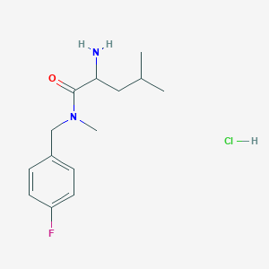 molecular formula C14H22ClFN2O B2785171 2-amino-N-[(4-fluorophenyl)methyl]-N,4-dimethylpentanamide hydrochloride CAS No. 1423026-24-7