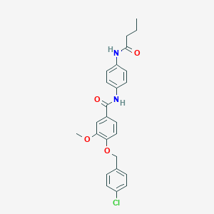 molecular formula C25H25ClN2O4 B278518 N-[4-(butanoylamino)phenyl]-4-[(4-chlorobenzyl)oxy]-3-methoxybenzamide 