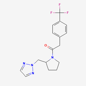 molecular formula C16H17F3N4O B2785195 1-{2-[(2H-1,2,3-三唑-2-基)甲基]吡咯啉-1-基}-2-[4-(三氟甲基)苯基]乙酮 CAS No. 2097915-17-6