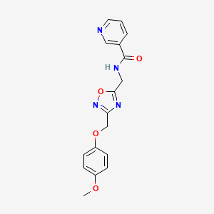 molecular formula C17H16N4O4 B2785206 N-((3-((4-甲氧基苯氧基)甲基)-1,2,4-噁二唑-5-基)甲基)烟酰胺 CAS No. 1226441-30-0