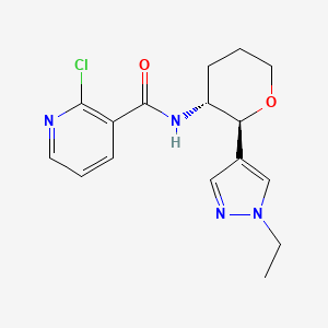 molecular formula C16H19ClN4O2 B2785211 2-Chloro-N-[(2S,3R)-2-(1-ethylpyrazol-4-yl)oxan-3-yl]pyridine-3-carboxamide CAS No. 2224457-57-0
