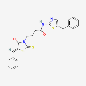 molecular formula C24H21N3O2S3 B2785216 (Z)-4-(5-benzylidene-4-oxo-2-thioxothiazolidin-3-yl)-N-(5-benzylthiazol-2-yl)butanamide CAS No. 299950-76-8