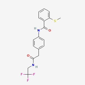 molecular formula C18H17F3N2O2S B2785223 2-(methylthio)-N-(4-(2-oxo-2-((2,2,2-trifluoroethyl)amino)ethyl)phenyl)benzamide CAS No. 1235115-67-9