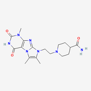 molecular formula C18H25N7O3 B2785226 1-(2-(1,6,7-trimethyl-2,4-dioxo-3,4-dihydro-1H-imidazo[2,1-f]purin-8(2H)-yl)ethyl)piperidine-4-carboxamide CAS No. 895838-97-8