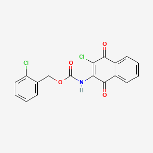 molecular formula C18H11Cl2NO4 B2785230 2-chlorobenzyl N-(3-chloro-1,4-dioxo-1,4-dihydro-2-naphthalenyl)carbamate CAS No. 477858-81-4
