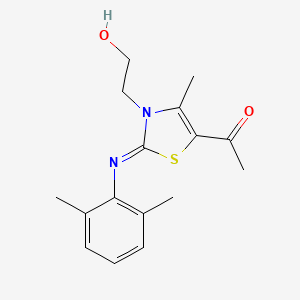 molecular formula C16H20N2O2S B2785231 (Z)-1-(2-((2,6-dimethylphenyl)imino)-3-(2-hydroxyethyl)-4-methyl-2,3-dihydrothiazol-5-yl)ethanone CAS No. 905764-16-1