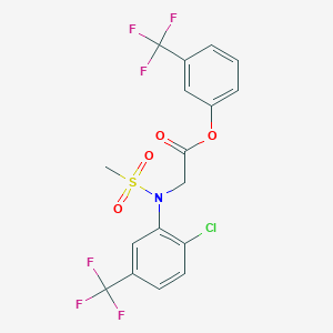molecular formula C17H12ClF6NO4S B2785235 3-(Trifluoromethyl)phenyl 2-[2-chloro(methylsulfonyl)-5-(trifluoromethyl)anilino]acetate CAS No. 866131-07-9