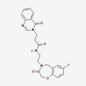 molecular formula C22H21FN4O4 B2785239 N-(2-(7-fluoro-3-oxo-2,3-dihydrobenzo[f][1,4]oxazepin-4(5H)-yl)ethyl)-3-(4-oxoquinazolin-3(4H)-yl)propanamide CAS No. 1904221-29-9