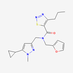 molecular formula C19H23N5O2S B2785242 N-((5-cyclopropyl-1-methyl-1H-pyrazol-3-yl)methyl)-N-(furan-2-ylmethyl)-4-propyl-1,2,3-thiadiazole-5-carboxamide CAS No. 1795424-55-3