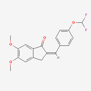 molecular formula C19H16F2O4 B2785244 (2Z)-2-[[4-(difluoromethoxy)phenyl]methylidene]-5,6-dimethoxy-3H-inden-1-one CAS No. 1025637-49-3