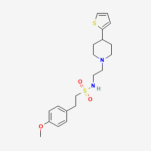 molecular formula C20H28N2O3S2 B2785257 2-(4-methoxyphenyl)-N-(2-(4-(thiophen-2-yl)piperidin-1-yl)ethyl)ethanesulfonamide CAS No. 1428349-91-0