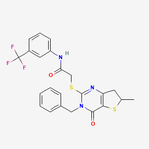 molecular formula C23H20F3N3O2S2 B2785264 2-[(3-benzyl-6-methyl-4-oxo-6,7-dihydrothieno[3,2-d]pyrimidin-2-yl)sulfanyl]-N-[3-(trifluoromethyl)phenyl]acetamide CAS No. 689263-10-3