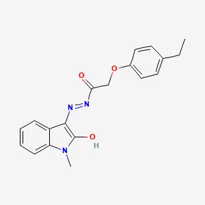 molecular formula C19H19N3O3 B2785267 3-(2-(4-Ethylphenoxy)acetylhydrazidyl)-1-methyl-2-oxoindoline CAS No. 474684-56-5