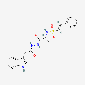 (E)-N-[1-[2-[2-(1H-Indol-3-yl)acetyl]hydrazinyl]-1-oxopropan-2-yl]-2-phenylethenesulfonamide