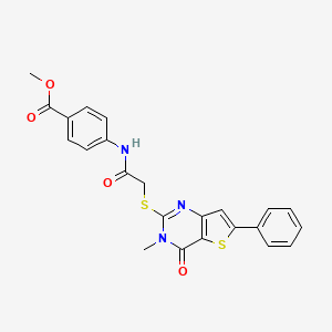 molecular formula C23H19N3O4S2 B2785302 8-[2-Chloro-5-(thiomorpholin-4-ylsulfonyl)benzoyl]-1,4-dioxa-8-azaspiro[4.5]decane CAS No. 1105199-78-7