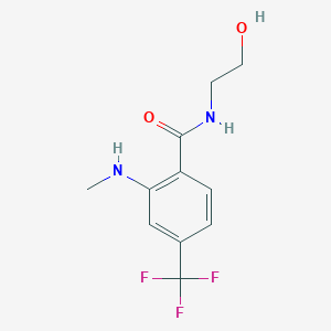 molecular formula C11H13F3N2O2 B2785304 N-(2-Hydroxyethyl)-2-(methylamino)-4-(trifluoromethyl)benzamide CAS No. 2108831-01-0