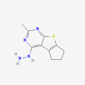 molecular formula C10H12N4S B2785308 4-hydrazino-2-methyl-6,7-dihydro-5H-cyclopenta[4,5]thieno[2,3-d]pyrimidine CAS No. 300816-23-3