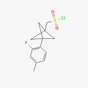 molecular formula C13H14ClFO2S B2785331 [3-(2-Fluoro-4-methylphenyl)-1-bicyclo[1.1.1]pentanyl]methanesulfonyl chloride CAS No. 2287271-91-2