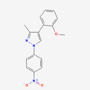 molecular formula C17H15N3O3 B2785332 methyl 2-[3-methyl-1-(4-nitrophenyl)-1H-pyrazol-4-yl]phenyl ether CAS No. 955976-40-6