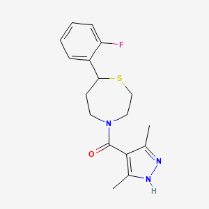 molecular formula C17H20FN3OS B2785343 (3,5-dimethyl-1H-pyrazol-4-yl)(7-(2-fluorophenyl)-1,4-thiazepan-4-yl)methanone CAS No. 1704492-79-4