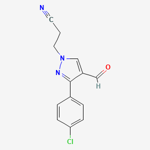 molecular formula C13H10ClN3O B2785345 3-[3-(4-chlorophenyl)-4-formyl-1H-pyrazol-1-yl]propanenitrile CAS No. 255710-84-0