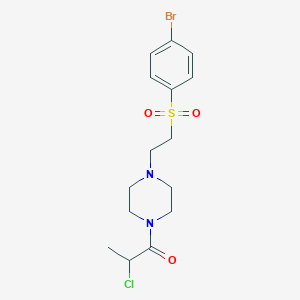 molecular formula C15H20BrClN2O3S B2785347 1-[4-[2-(4-Bromophenyl)sulfonylethyl]piperazin-1-yl]-2-chloropropan-1-one CAS No. 2411275-73-3