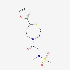 molecular formula C13H20N2O4S2 B2785350 N-(2-(7-(furan-2-yl)-1,4-thiazepan-4-yl)-2-oxoethyl)-N-methylmethanesulfonamide CAS No. 1705516-03-5