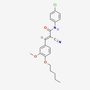 molecular formula C22H23ClN2O3 B2785359 (E)-N-(4-chlorophenyl)-2-cyano-3-(3-methoxy-4-pentoxyphenyl)prop-2-enamide CAS No. 380424-45-3