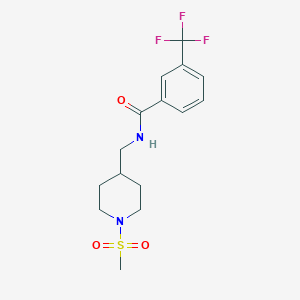 molecular formula C15H19F3N2O3S B2785361 N-((1-(methylsulfonyl)piperidin-4-yl)methyl)-3-(trifluoromethyl)benzamide CAS No. 1235144-68-9
