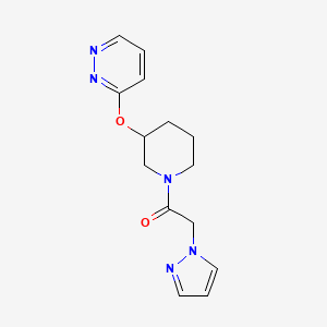 molecular formula C14H17N5O2 B2785363 2-(1H-pyrazol-1-yl)-1-(3-(pyridazin-3-yloxy)piperidin-1-yl)ethanone CAS No. 2034576-15-1