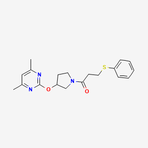 molecular formula C19H23N3O2S B2785364 1-(3-((4,6-Dimethylpyrimidin-2-yl)oxy)pyrrolidin-1-yl)-3-(phenylthio)propan-1-one CAS No. 2034498-39-8