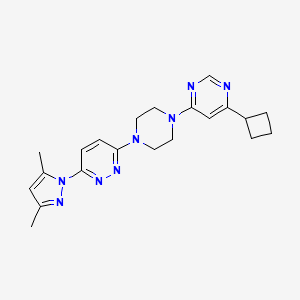 molecular formula C21H26N8 B2785369 3-[4-(6-cyclobutylpyrimidin-4-yl)piperazin-1-yl]-6-(3,5-dimethyl-1H-pyrazol-1-yl)pyridazine CAS No. 2415490-15-0