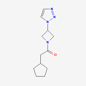 molecular formula C12H18N4O B2785370 1-(3-(1H-1,2,3-triazol-1-yl)azetidin-1-yl)-2-cyclopentylethanone CAS No. 2034288-37-2