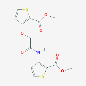 molecular formula C14H13NO6S2 B2785383 Methyl 3-[(2-{[2-(methoxycarbonyl)-3-thienyl]oxy}acetyl)amino]-2-thiophenecarboxylate CAS No. 477869-16-2