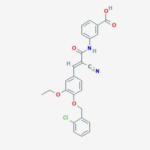 molecular formula C26H21ClN2O5 B2785394 3-[[(E)-3-[4-[(2-chlorophenyl)methoxy]-3-ethoxyphenyl]-2-cyanoprop-2-enoyl]amino]benzoic acid CAS No. 380474-93-1