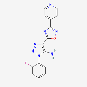 molecular formula C15H10FN7O B2785400 3-(2-Fluorophenyl)-5-(3-pyridin-4-yl-1,2,4-oxadiazol-5-yl)triazol-4-amine CAS No. 892766-18-6