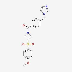 molecular formula C21H21N3O4S B2785401 (4-((1H-imidazol-1-yl)methyl)phenyl)(3-((4-methoxyphenyl)sulfonyl)azetidin-1-yl)methanone CAS No. 1797844-40-6