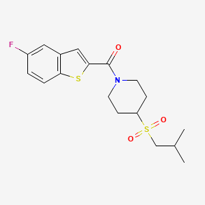 molecular formula C18H22FNO3S2 B2785404 (5-Fluorobenzo[b]thiophen-2-yl)(4-(isobutylsulfonyl)piperidin-1-yl)methanone CAS No. 1797630-16-0