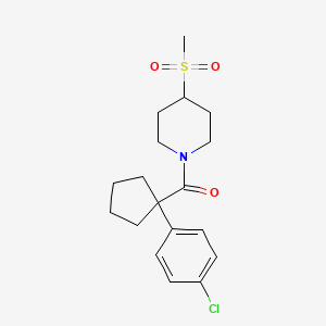 molecular formula C18H24ClNO3S B2785405 (1-(4-Chlorophenyl)cyclopentyl)(4-(methylsulfonyl)piperidin-1-yl)methanone CAS No. 1448073-87-7