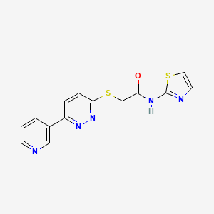 molecular formula C14H11N5OS2 B2785415 2-((6-(pyridin-3-yl)pyridazin-3-yl)thio)-N-(thiazol-2-yl)acetamide CAS No. 872987-46-7