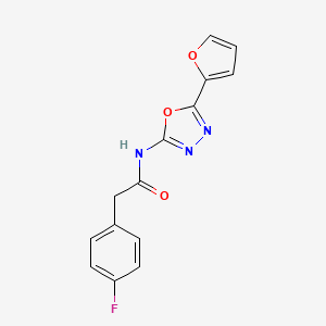 molecular formula C14H10FN3O3 B2785422 2-(4-fluorophenyl)-N-(5-(furan-2-yl)-1,3,4-oxadiazol-2-yl)acetamide CAS No. 899731-86-3