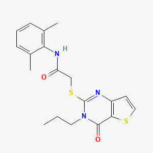 molecular formula C19H21N3O2S2 B2785438 N-(2,6-dimethylphenyl)-2-({4-oxo-3-propyl-3H,4H-thieno[3,2-d]pyrimidin-2-yl}sulfanyl)acetamide CAS No. 1252818-82-8