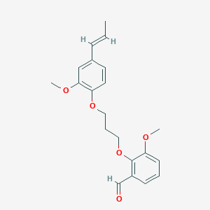 molecular formula C21H24O5 B2785440 3-methoxy-2-[3-[2-methoxy-4-[(E)-prop-1-enyl]phenoxy]propoxy]benzaldehyde CAS No. 1241702-98-6