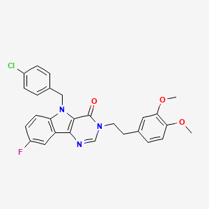 molecular formula C27H23ClFN3O3 B2785443 5-(4-chlorobenzyl)-3-(3,4-dimethoxyphenethyl)-8-fluoro-3H-pyrimido[5,4-b]indol-4(5H)-one CAS No. 1189655-85-3