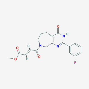 molecular formula C19H18FN3O4 B2785448 Methyl (E)-4-[2-(3-fluorophenyl)-4-oxo-5,6,7,9-tetrahydro-3H-pyrimido[4,5-c]azepin-8-yl]-4-oxobut-2-enoate CAS No. 2411323-39-0